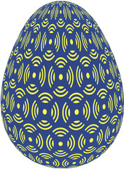 3D blue and yellow pattern Easter egg