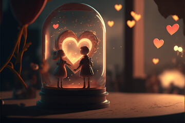 Coeur de lumière de la Saint Valentin