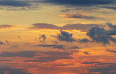 Cloudscape at dawn  with nice orange and blue colors and gradients