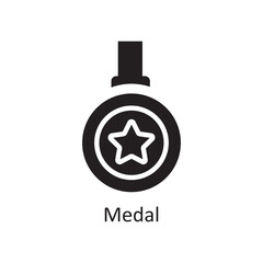 Medal Vector Solid Icon Design illustration. Business And Data Management Symbol on White background EPS 10 File
