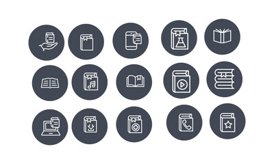 book education,online education Icons vector design set pack