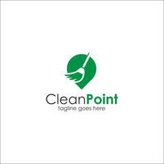 Clean Point Logo Design Template with Clean icon and Point icon. Perfect for business, company, mobile, app, Restaurant, icon, etc