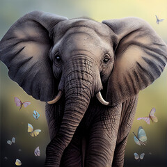 Fototapeta na wymiar Generative AI: cute elephant family with sweet look