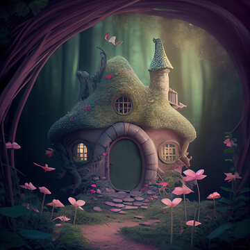 Generative AI: House of a fairy in an enchanted forest