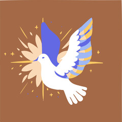 Peace dove, white pigeon, vector illustration, peace symbol, bird flying, wings
