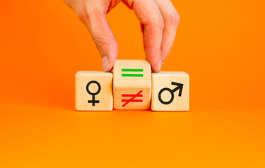 Symbol for gender equality. Turned a cube and changed a unequal sign to a equal sign between...