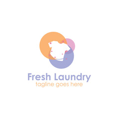 Fresh Laundry Logo Design Template with shirt icon and fresh water, Perfect for business, company, app, technology, mobile, etc