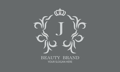 Luxury initial J logo template for restaurant, royalty, boutique, cafe, hotel, heraldic, jewelry, fashion and other vector illustrations