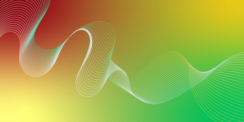 Abstract modern colorful green, yellow wavy stylized blend liens gradient background. Blending gradient colors. Digital frequency track equalizer. Colorful shiny and smooth blend lines background. 