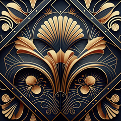 Luxury gold and black art-deco pattern, beautiful design, illustration, gold and black, art-déco, generative art