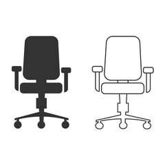 Office chair icon. Comfortable armchair set line and background vector ilustration.