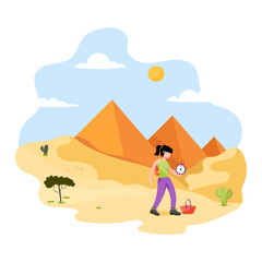 Premium editable flat illustration of desert adventure 