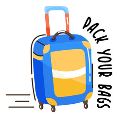 Download premium flat doodle sticker of luggage 