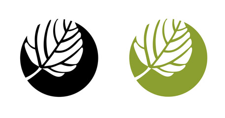 leaf vector icon. Logo made of natural leaf. Round logo. Silhouette of a plant
