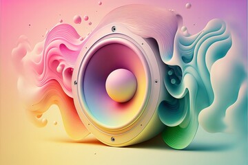 Abstract speakers in colorful design. Generative AI - obrazy, fototapety, plakaty