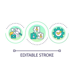 HR management loop concept icon. Team building process. Professional staff employment abstract idea thin line illustration. Isolated outline drawing. Editable stroke. Arial font used