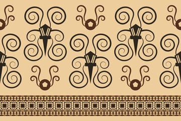 Ethnic fabric pattern geometric style. Sarong Aztec Ethnic oriental pattern traditional orange background. Abstract,vector,illustration. use for texture,clothing,wrapping,decoration,carpet.