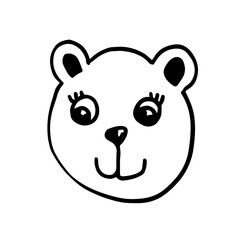 Simple cute baby white bear illustration. Cartoon childish bear illustration for nursery t-shirt, kids apparel, invitation, simple child design, wall art design.