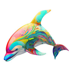 Multicolored  dolphin 3d for t-shirt printing design and various uses