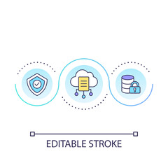 Cloud data storage loop concept icon. Internet server. Cybersecurity. Digital system abstract idea thin line illustration. Isolated outline drawing. Editable stroke. Arial font used