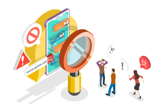 3D Isometric Flat  Conceptual Illustration of Link Spam