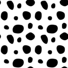 Animal skin seamless pattern. Animals trendy background with black spots. Modern design for print, card, postcard, fabric, textile. Vector illustration.