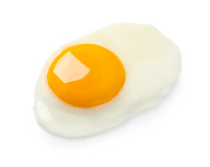 Tasty fried chicken egg isolated on white