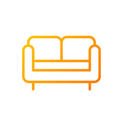 Loveseat pixel perfect gradient linear vector icon. Small sofa for living room. Two-seat chair. Home furniture store. Thin line color symbol. Modern style pictogram. Vector isolated outline drawing