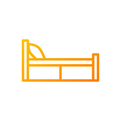 Single bed pixel perfect gradient linear vector icon. Bedstead for solo sleeper. Bedroom furnishing. Furniture store. Thin line color symbol. Modern style pictogram. Vector isolated outline drawing