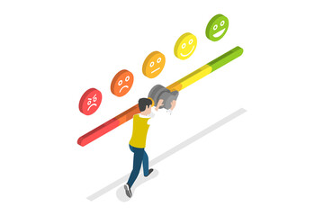 3D Isometric Flat  Conceptual Illustration of Quality Improvement