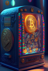 machine with money.machine with coins,chips and money