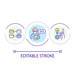 Mathematical approach to programming loop concept icon. Computer science abstract idea thin line illustration. Writing code. Decision making. Isolated outline drawing. Editable stroke. Arial font used