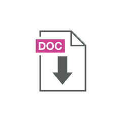 DOC Document Download Icon Vector Template