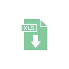XLS Document Download Icon Vector Template