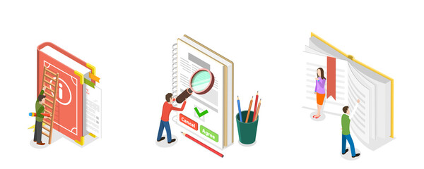 3D Isometric Flat  Conceptual Illustration of Terms And Conditions