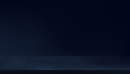 Wall Cement Display Room,Vector 3D Studio Blue Marble texture Floor background,Horizon mockup backdrop of Empty Gallery room in dark concrete surface with cracked pattern.Wide panoramic Banner design