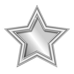 Silver Star Award Icon | Metallic Star Symbol | Shiny Silver Star Vector Illustration