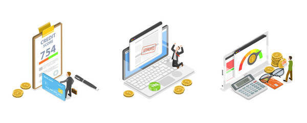 3D Isometric Flat  Conceptual Illustration of Personal Loan