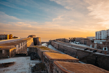 View of the sunset from the Royal Walls. Ceuta, Spain