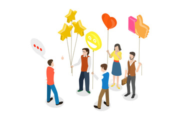 3D Isometric Flat  Conceptual Illustration of Customer Feedback