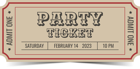 Retro party ticket