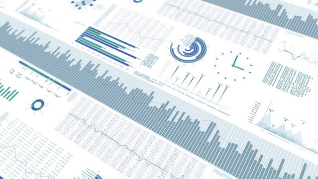 Business infographics with looped data statistics on clean white background. 