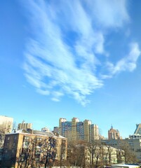 view of the city under clear blue sky