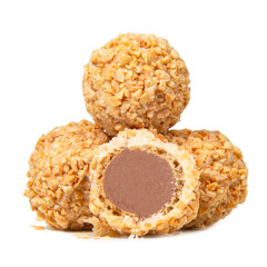 Sweet nut balls candy snack isolated on the white background