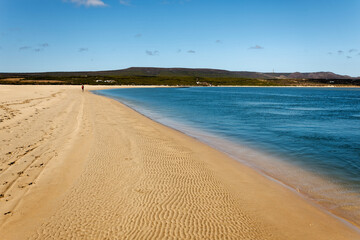 A beautiful view over the coastline of Witsand, South Africa, with blue skies and sunny weather. 