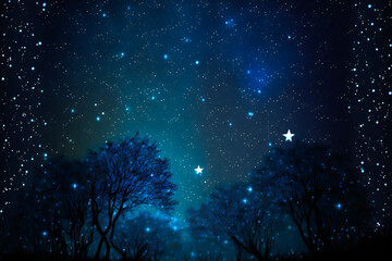 Fototapeta na wymiar Dark Night Starry Sky Background. Image created with Generative AI technology.