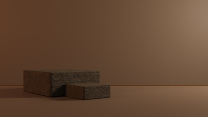 stone blocks on the table for product display, 3D rendering