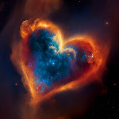 Heart shaped nebula. Heart galaxy. Astrological symbol of love