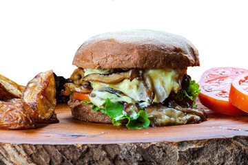 Delicious hamburger with Australian bread meat and vegetables