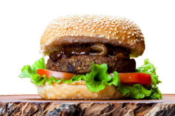 Vegetarian burger with soy meat, vegan
